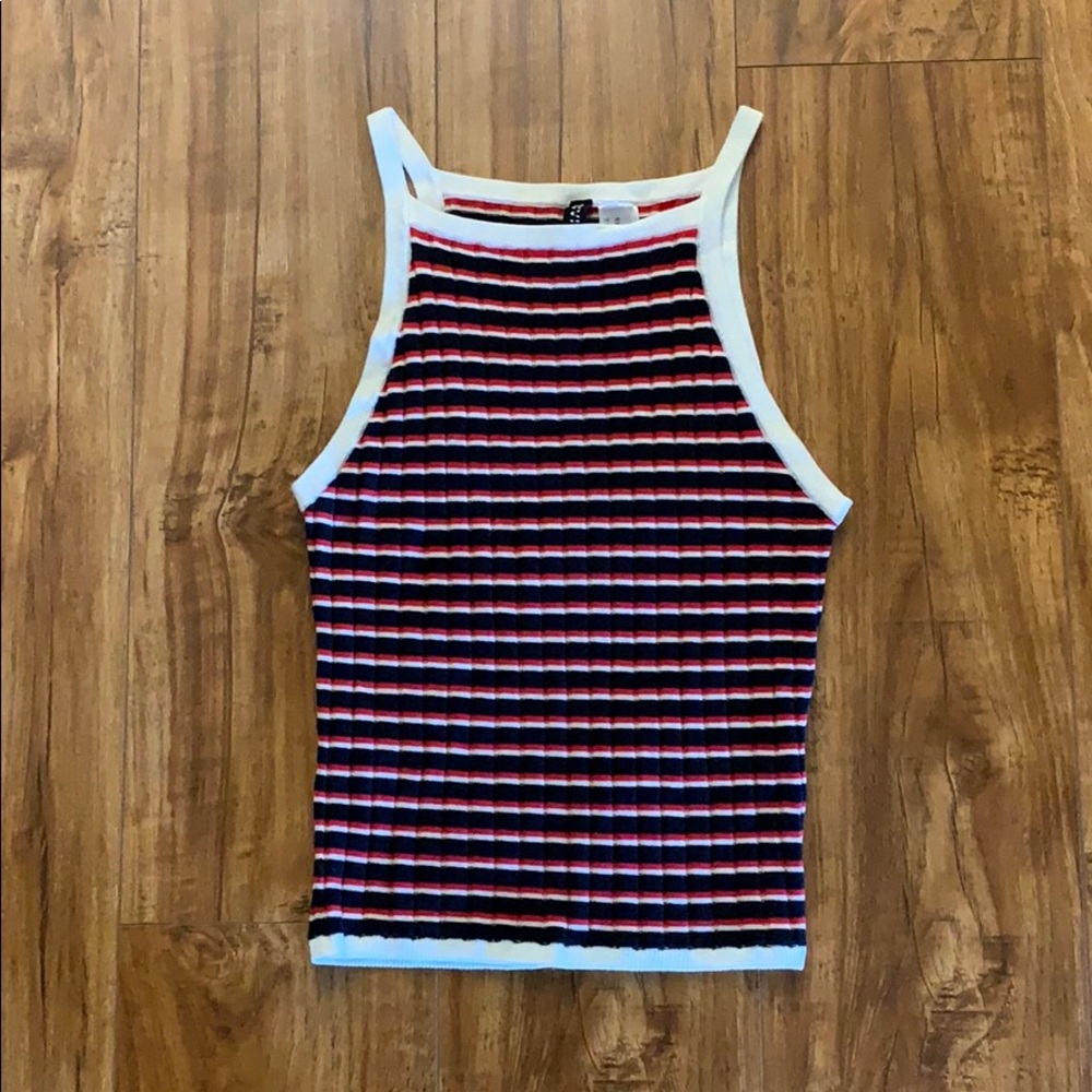 h&m shirt with lines of colors